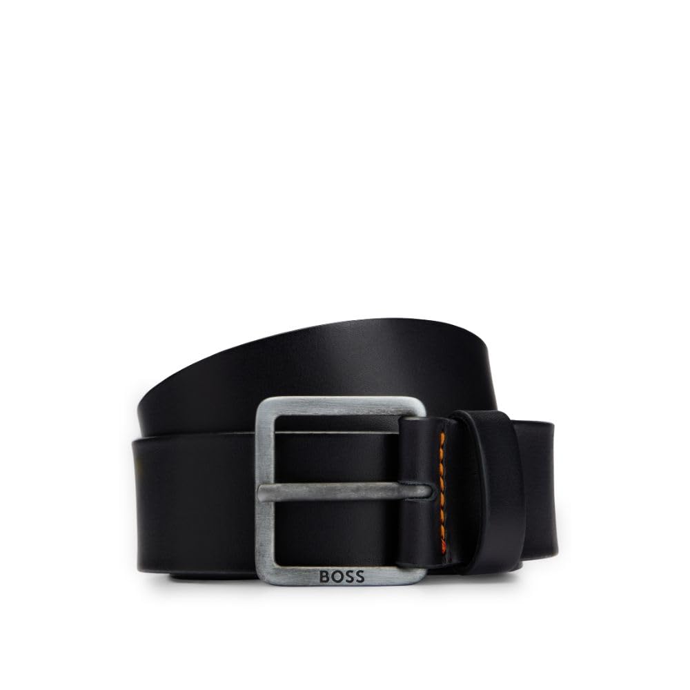 HUGO BOSS mens Jeeko Italian Leather Belt, Black, US 36