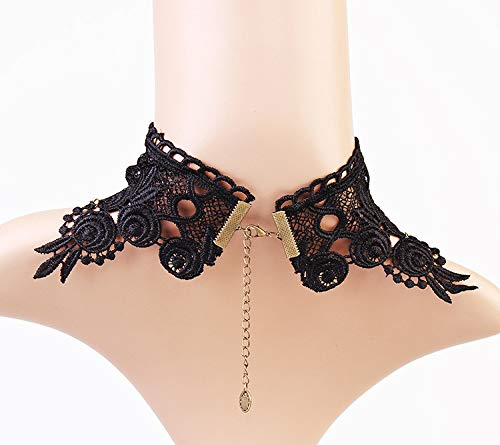 iWenSheng Halloween Costumes Jewelry for Women - Steampunk Black Lace Choker Necklace Gothic Jewelry Accessories, Vampire Choker Necklace Costume for Teen Girls