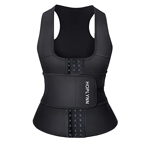 HOPLYNN Neoprene Sauna Sweat Waist Trainer Corset Trimmer Vest for Women Tummy Control, Waist Cincher Body Shaper Black Small
