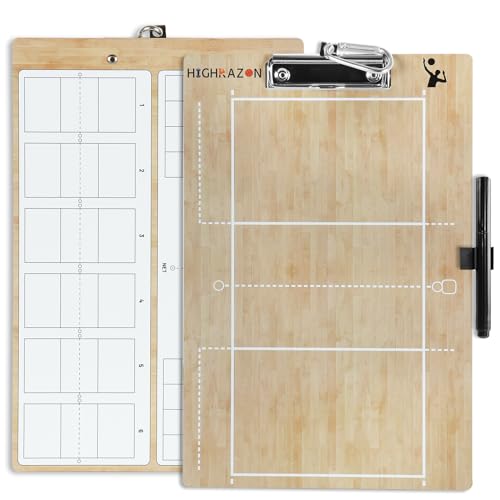 HIGHRAZON Volleyball Coaches Clipboard, Double-Sided Dry Erase Coach Clipboard, Volleyball Whiteboard for Coaches, Lineup White Board with Marker for Coaches Gift