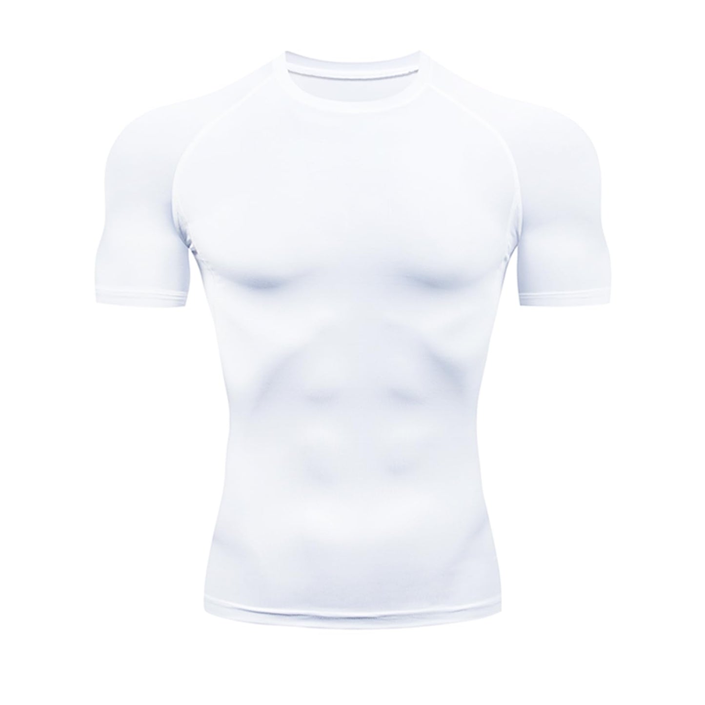 HYCOPROT Men's Compression Shirts Short Sleeve Athletic Workout T-Shirt Cool Dry Sports Baselayer Running Undershirts Tops White
