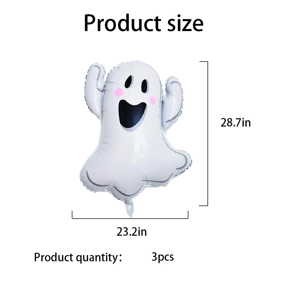 White Ghost Balloons Halloween Foil Balloons for Ghost Themed Party Decoration Supplies Halloween Birthday Decoration Decor Ballons Arch Kits Party Balloon Set 3pcs