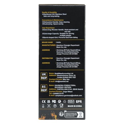 ivtivfu Rolling Grill Baskets (Hexagon), Removable Wooden Handle, 304 Stainless Steel, Nesting BBQ Accessories Tools for Vegetables Shrimp, Outdoor Cooking Camping, Birthday Gifts for Men Dad Husband