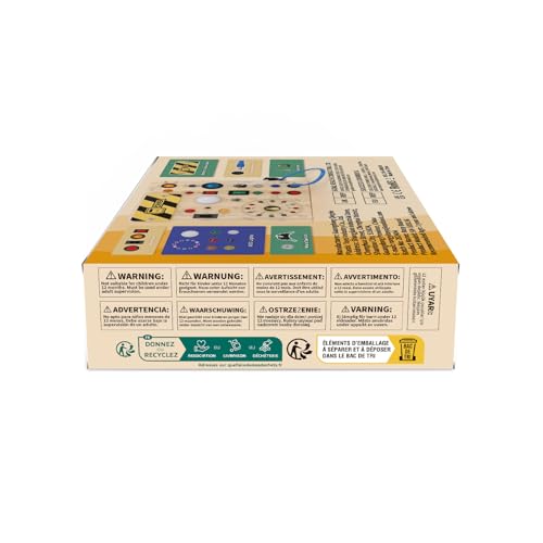 Iabedi Busy Board, Montessori Toy for 1-3 Years Old, Wooden Toddler Sensory Travel Toy, Ideal Gift for 1+ Year Old Boys (Busy Board Plus V2), Medium, Yellow