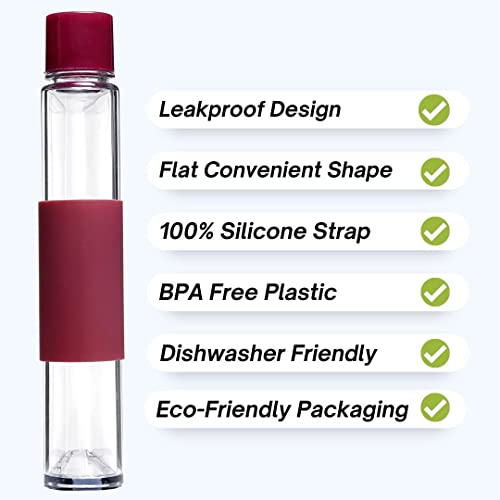 Hydrte Flat Water Bottle 16.2 oz, Leak Proof and Slim Design, The Purse Water Bottle, Cute Water Bottles made for Women and Men, BPA Free Square
