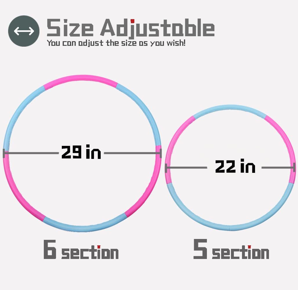 Beakabao Exercise Hoops Set for Kids(6 Parts), Weight and Size Adjustable Detachable Fitness Toys, Suitable for Gymnastics, Dance, Party, Games and Pet Training, 29 Inches