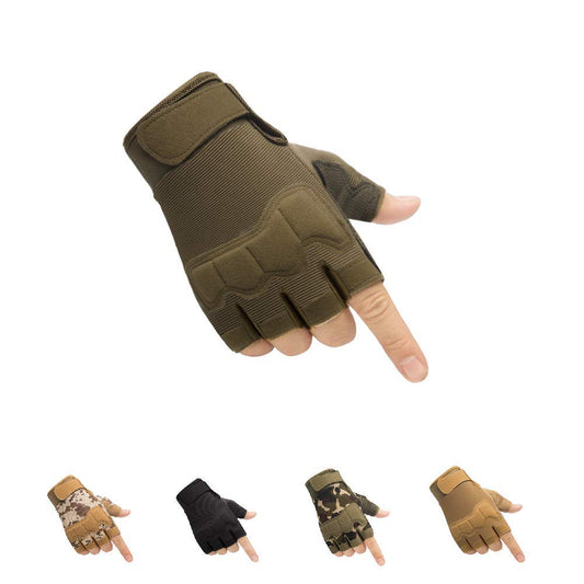 HYCOPROT Fingerless Gloves, Knuckle Protective Breathable Lightweight Outdoor Gloves for Shooting, Hunting, Motorcycling, Climbing (S, Green)