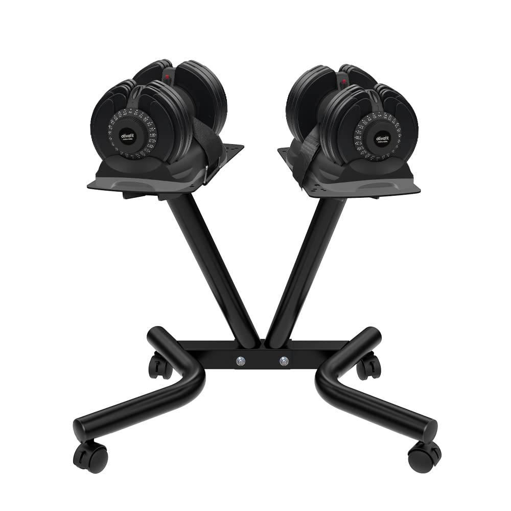 Ativafit Adjustable Dumbbell Stand Fitness Dial Dumbbell Rack with Adjustable Belt for Home Gym Set