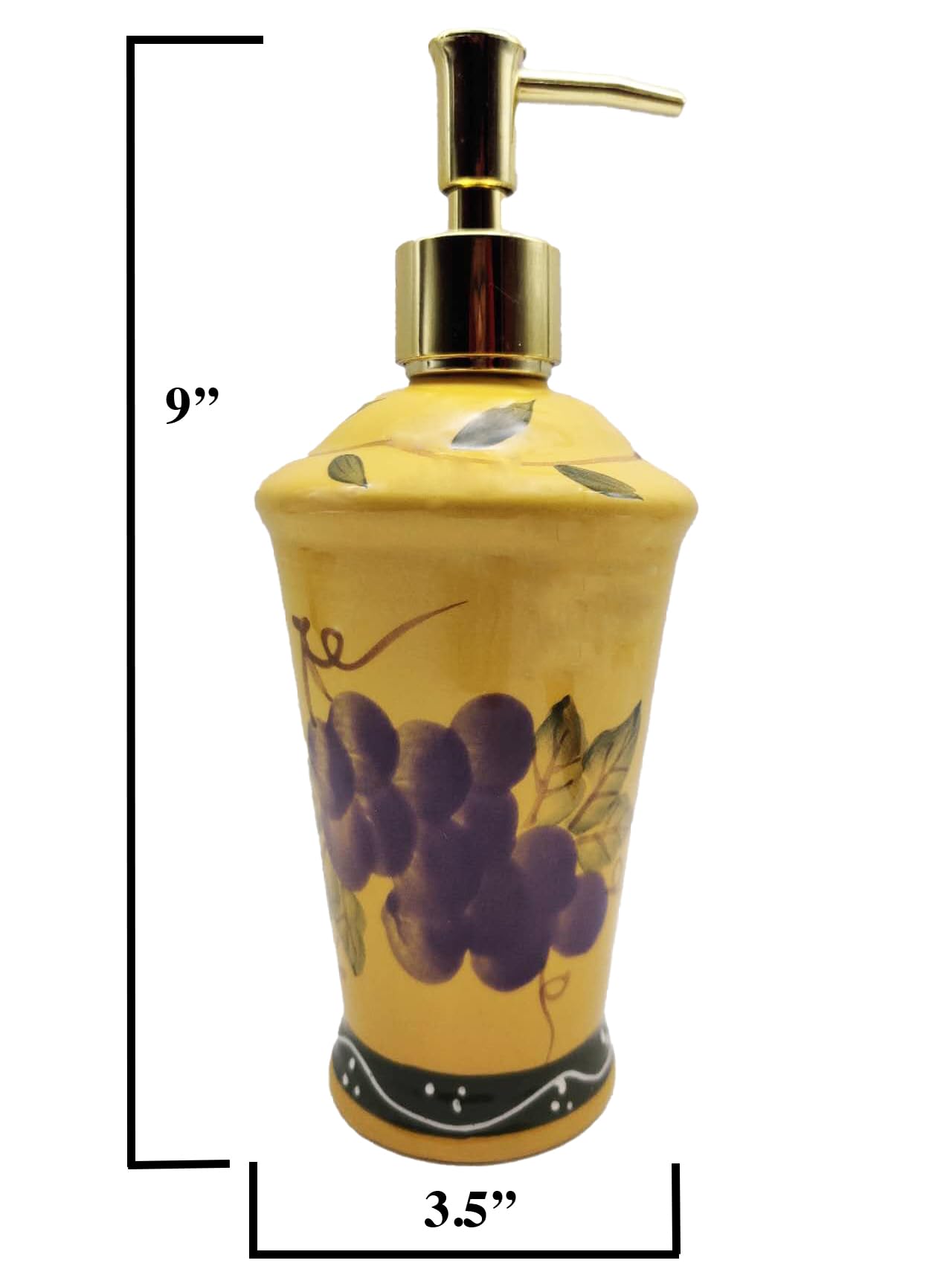 ACK Ceramic Hand Painted Tuscany Fruit Décor Refillable Soap Dispenser,Lotion Jar, Kitchen Décor, Bathroom Décor
