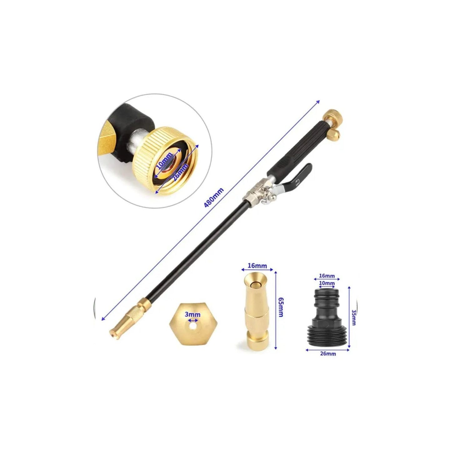 Hicks Ridge Garden Hose Nozzle Sprayer - Heavy Duty High Power Water Wand - Pressure Washer Gun Attachment - Garden Hose Jet Nozzle