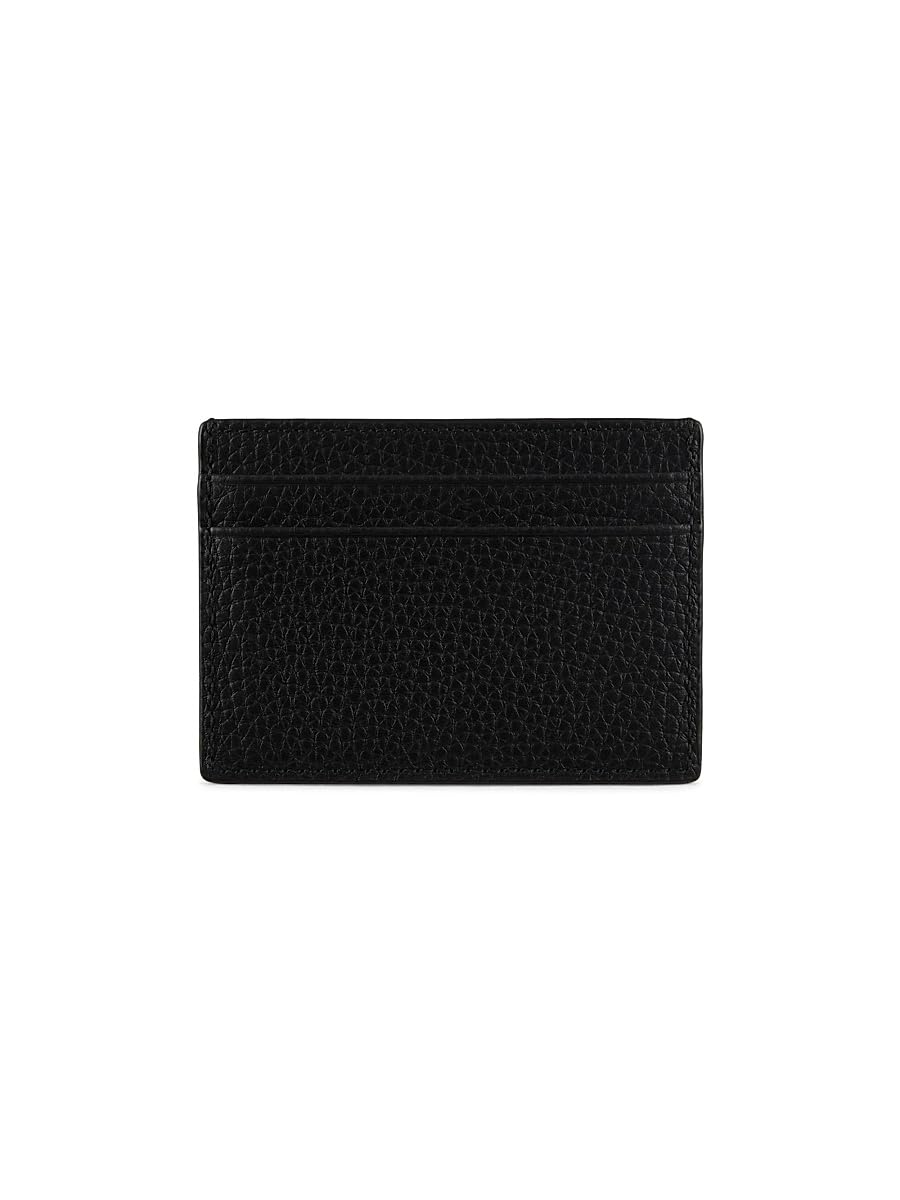 Bally, Logo Ribbon Leather Card Case, Black Bally Red Palladio