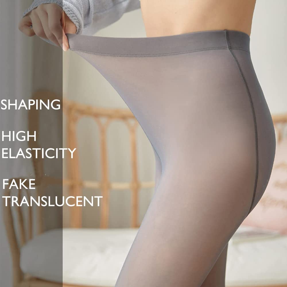 IZYJOY Women Warm Fleece Lined Sheer Thick Tights, Thermal Translucent Pantyhose, Winter Stretchy High Waist Slim Leggings
