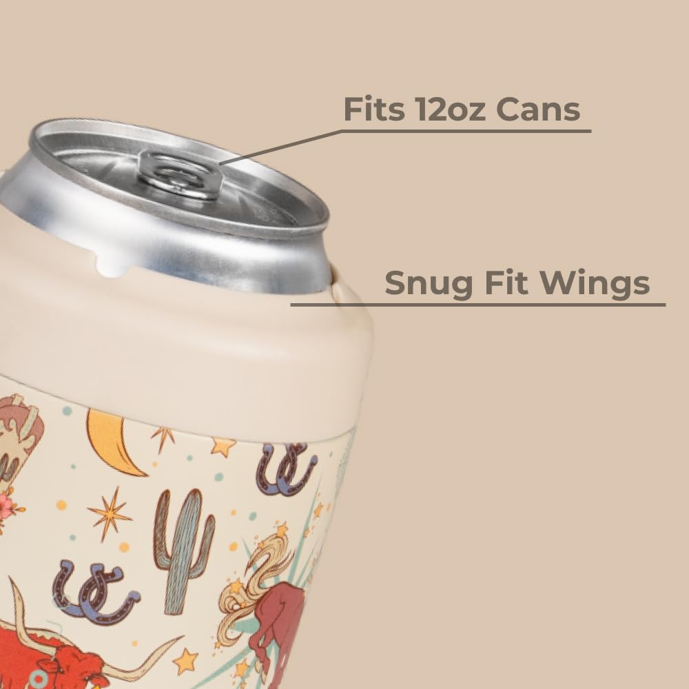 HydroJug Standard Can Cooler - 2-in-1 Insulated Can Cooler Cup - Stainless Steel Can Holder with Non-Slip Rubber Base - Screw-Top Lid - Dishwasher Safe - 12oz, Rodeo