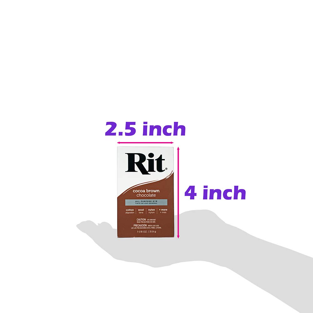 All Purpose Concentrated Rit Dye Powder Single Pack for Clothing, Décor, and Crafts – Cocoa Brown