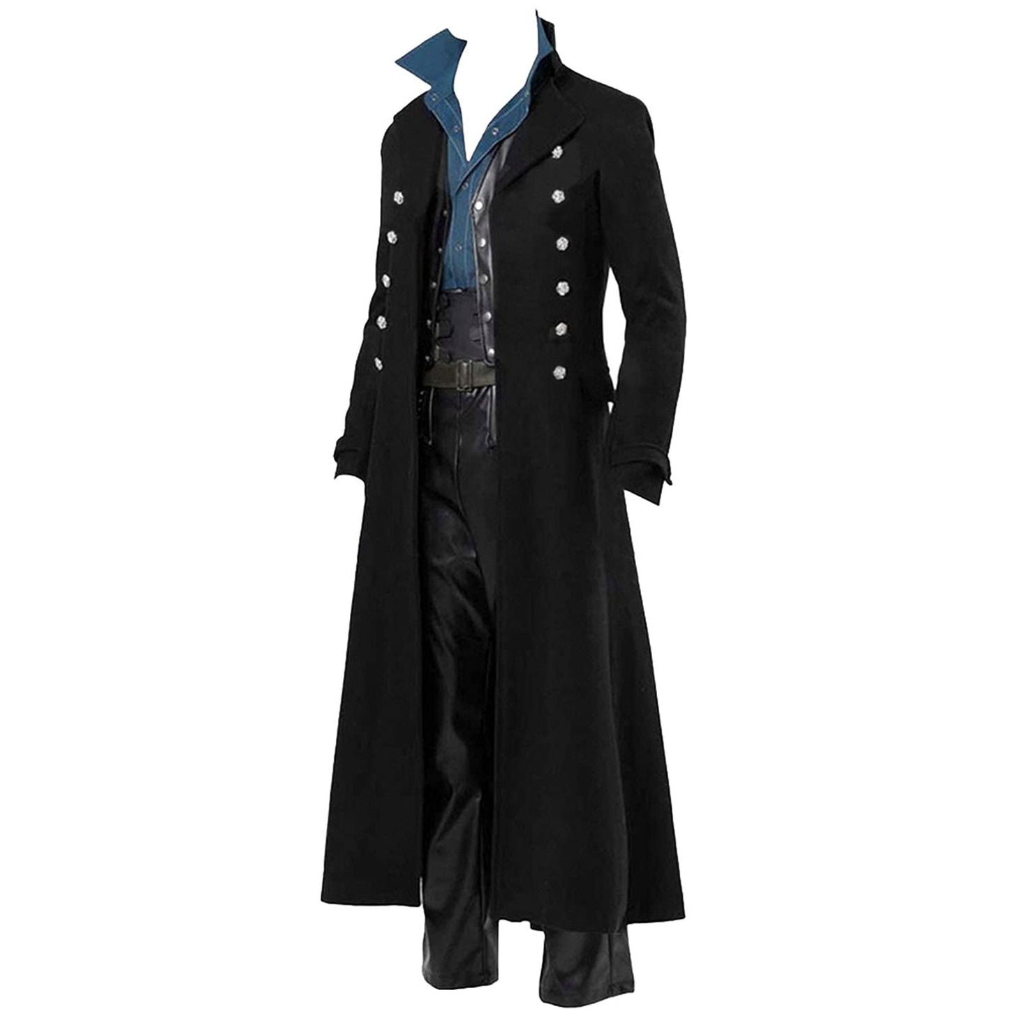 BITSEACOCO Mens Vintage Victorian Steampunk Jacket, Gothic Renaissance Medieval Frock Coat Cosplay Halloween Costume Tailcoat (black, S)