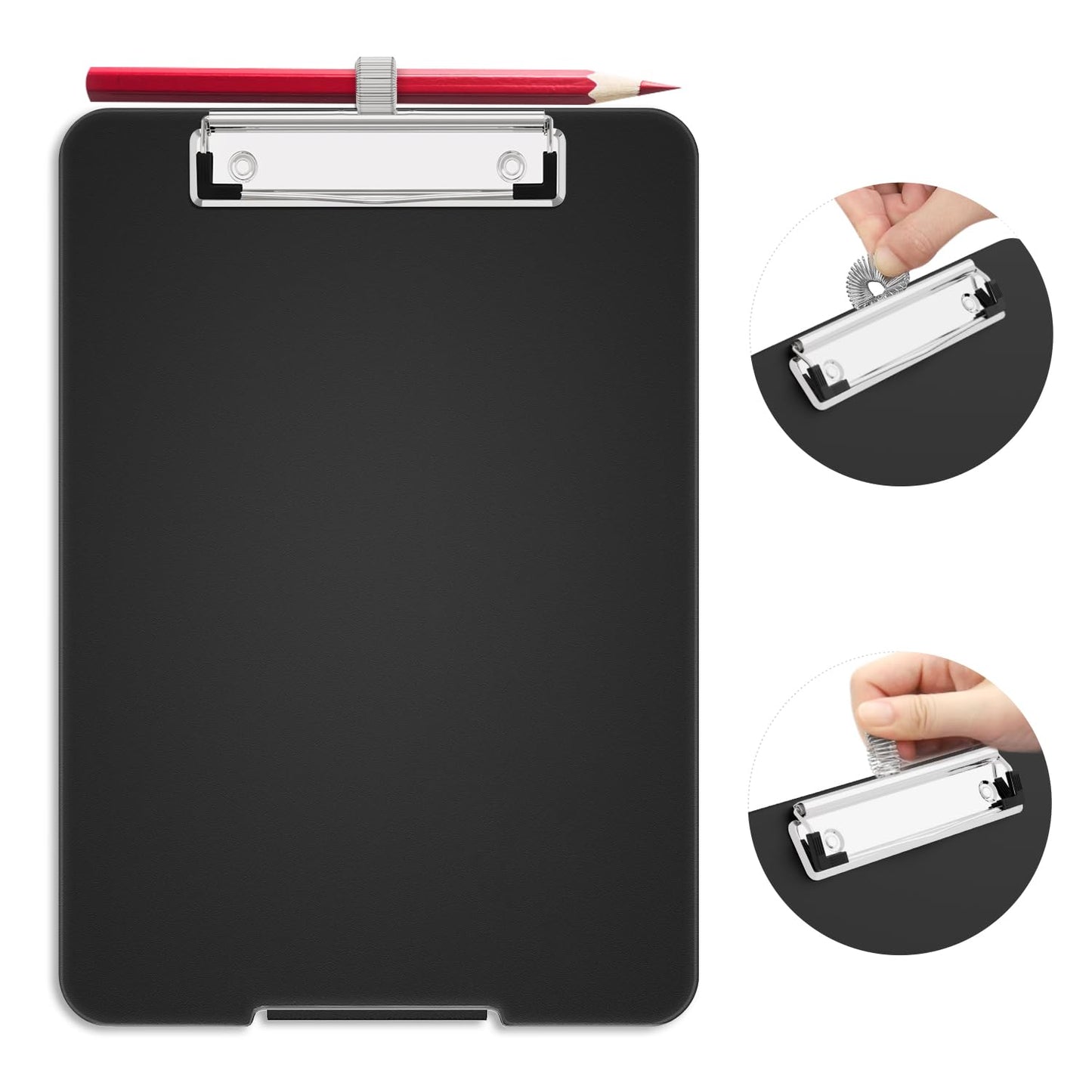 A5 Clipboard with Storage, 6 x 9'' Nursing Clipboards Foldable Storage, Plastic Clipboards Foldable, Office Supplies, School Supplies, Menu clipboards for Work, Black