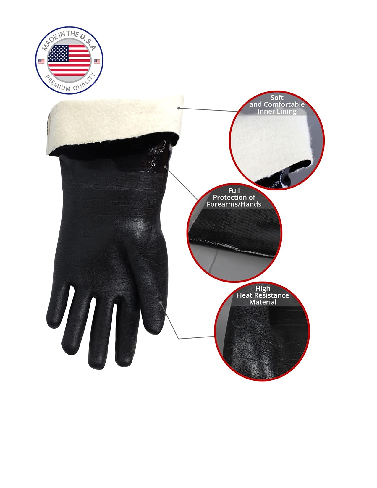 Artisan Griller BBQ, Smoker & Oven glove- Insulated Heat Resistant for Fryer & Kitchen. Great Barbecue Smoking Oyster MittβTurkey Fryer, Oil,Fire & Water resistant -(Size 10/XL β Black neoprene)