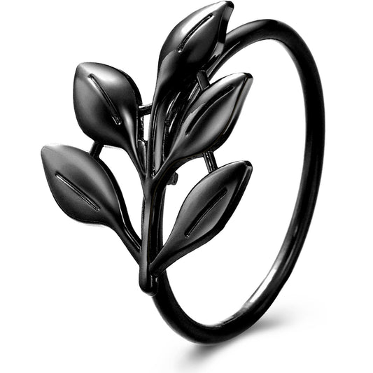 WILLBOND 6 Pieces Leaf Napkin Rings Holders Fall Party Napkin Rings for Christmas Thanksgiving Parties, Wedding Adornment, Table Decoration Accessories (Black)