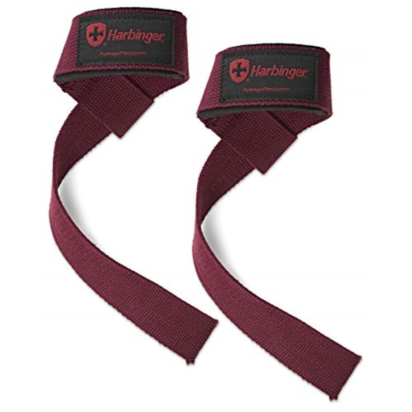 Harbinger Padded Cotton Lifting Straps with NeoTek Cushioned Wrist (Pair), Merlot