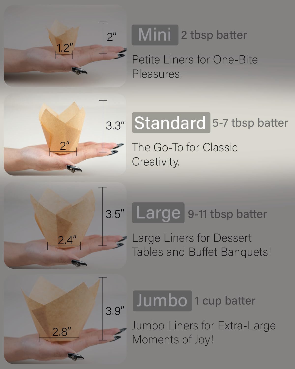 Bake Choice 200pcs Natural Tulip Cupcake Liners for Baking Cups Unbleached European Parchment paper Tulip Muffin Liners, Cupcake Wrapper for Party, Christmas