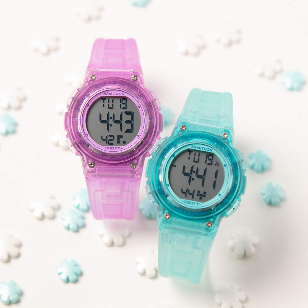 Armitron Sport Women's 45/7086TPR Digital Chronograph Translucent Purple Resin Strap Watch