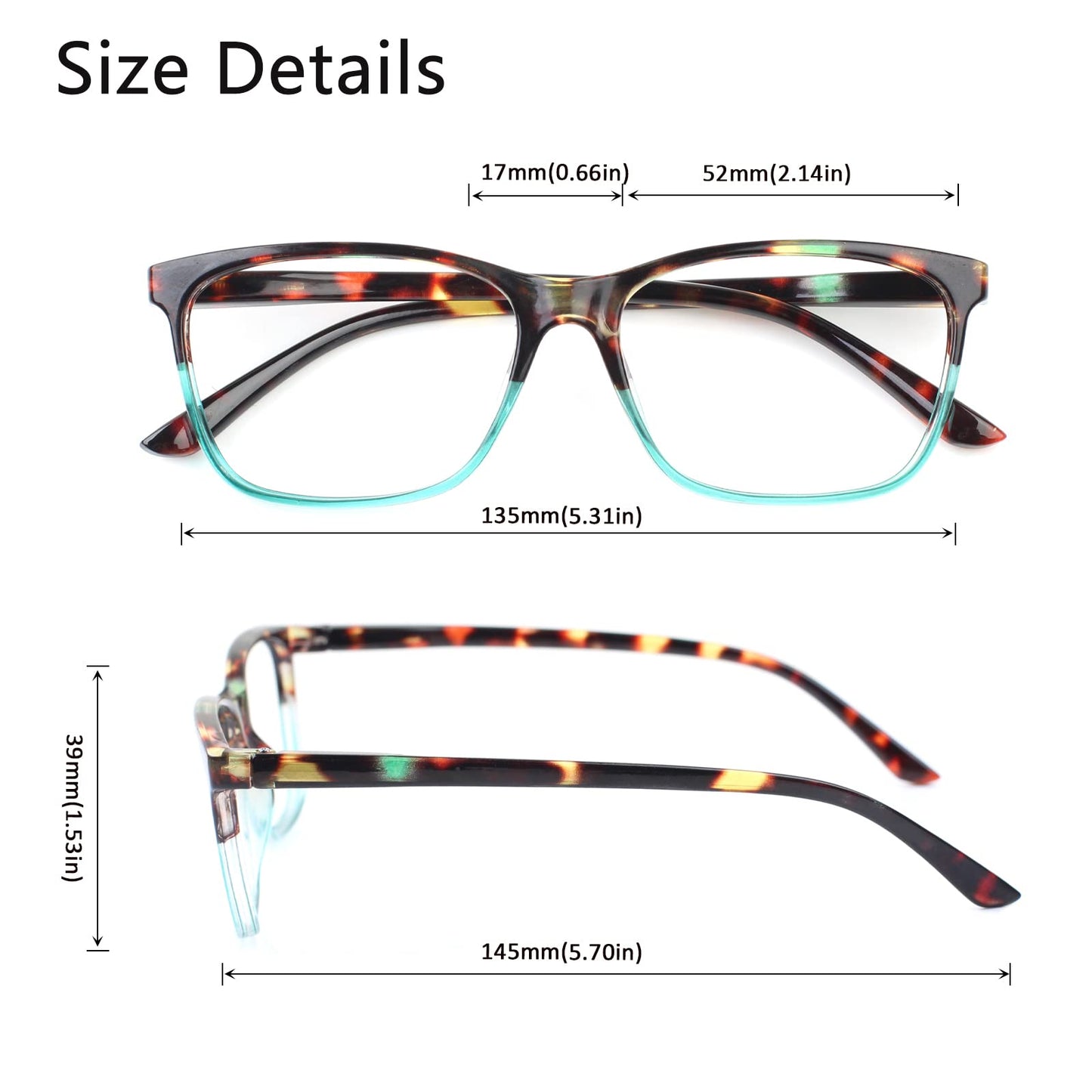 Henotin 4 Pack Ladies Reading Glasses Blue Light Blocking Spring Hinge Readers Anti Eyestrain Computer Eyeglasses (Multicolor, 1.75)