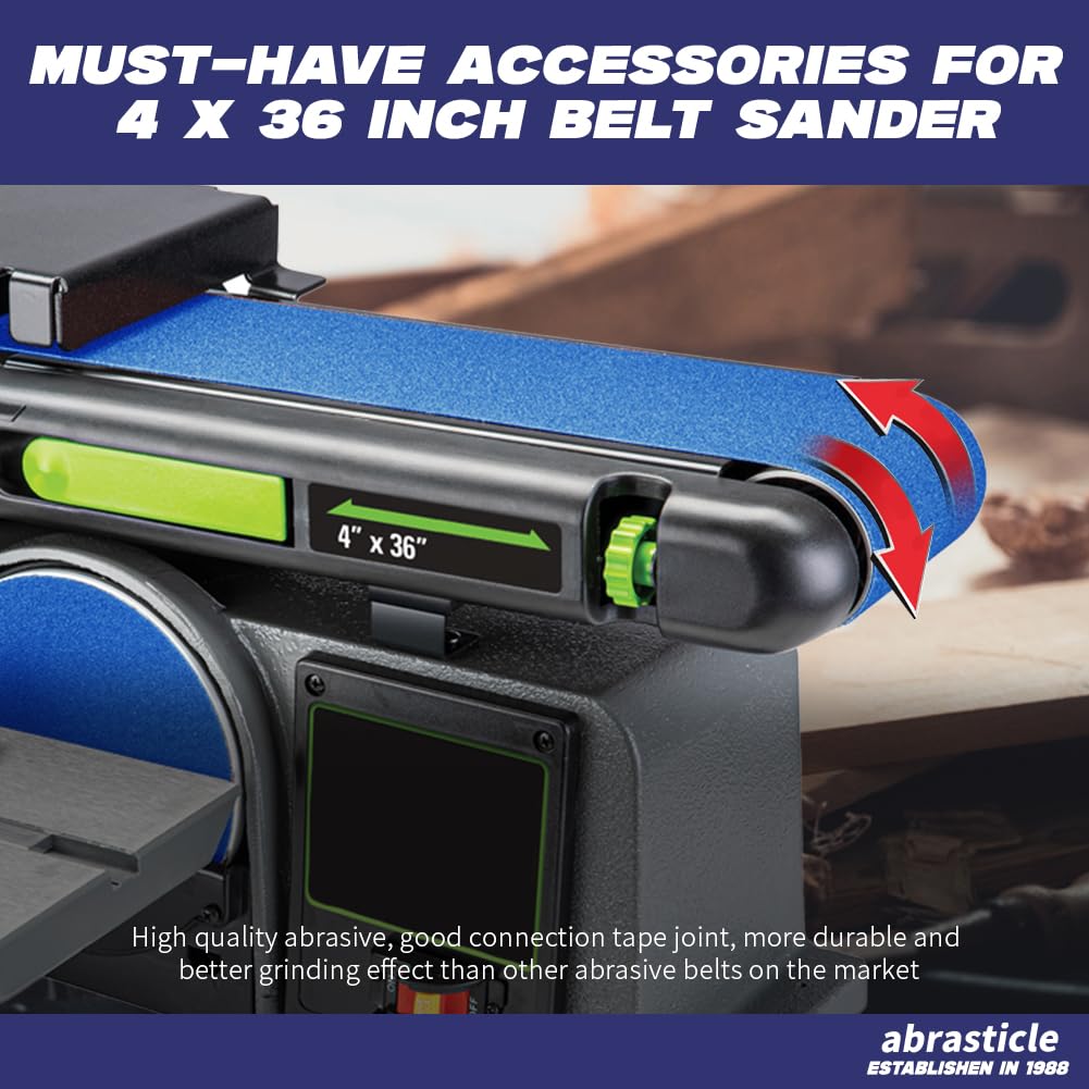 4" x 36" Zirconia Sanding Belts for Metal - 4 x 36 Inch Zirconia Metal Grinding Sand Paper, 10 PCS 2 Each of 40/60/80/120/240 Assorted Grits, Perfect for Metal Polishing, Derusting, Woodworking