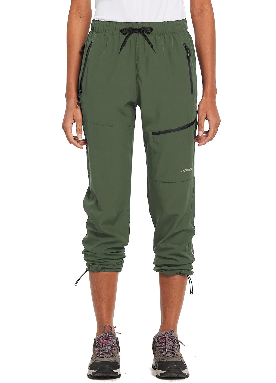 baleaf Women's Hiking Pants Quick Dry Water Resistant Lightweight Joggers Pant for All Seasons Elastic Waist Army Green Size XS