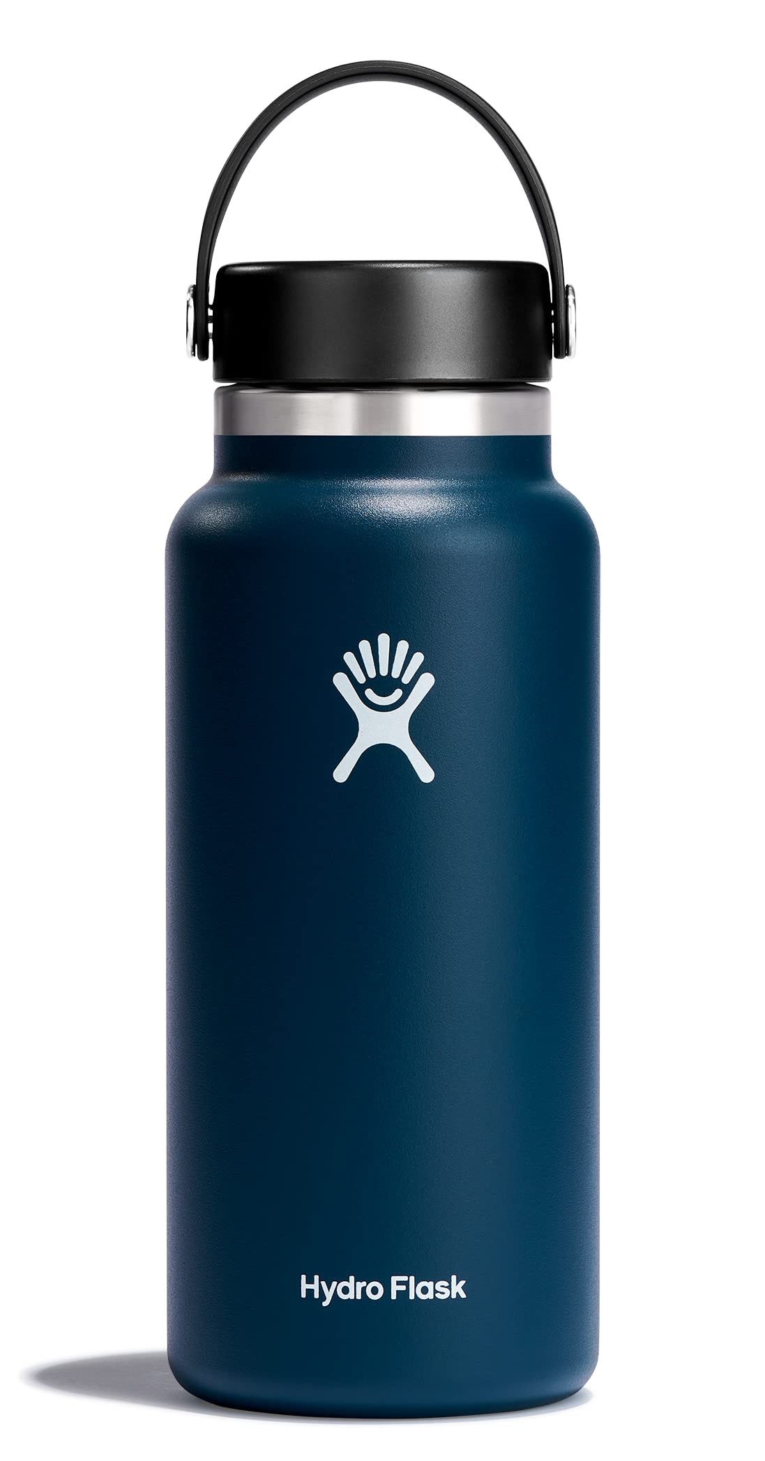Hydro Flask Water Bottle - Insulated Stainless Steel - Wide Mouth Flex Lid, Non Spill, Leakproof and Refillable in 32 Oz Indigo Blue