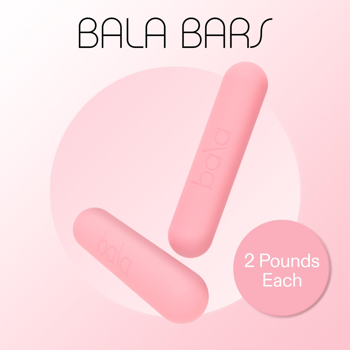 Bala Bars Dumbbell Set for Women & Men, 2lb Dumbbells (Blush) - Set of 2 Bars Designed for Walking, Strength Training, HIIT, Boxing & Aerobics - Hand Weights for Working Out at Home