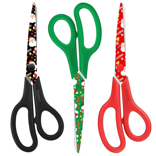 iBayam All Purpose Scissors for Construction Scrapbook Kraft Craft Paper, Gifts Wrapping Packing Paper Cutter Tool, 3 Pack Ultra Sharp 8" Thick Blade Comfort-Grip Scissors for Moving Package Supplies