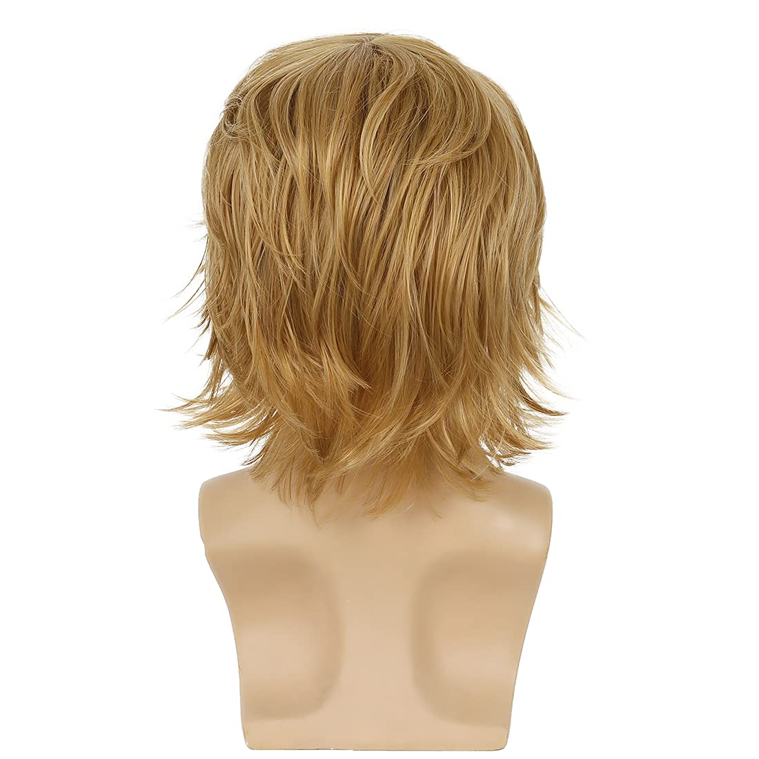 Wiwige Mens Blonde Wig Short Layered Natural Fluffy Wig Synthetic Heat Resistant Halloween Cosplay Hair Wig