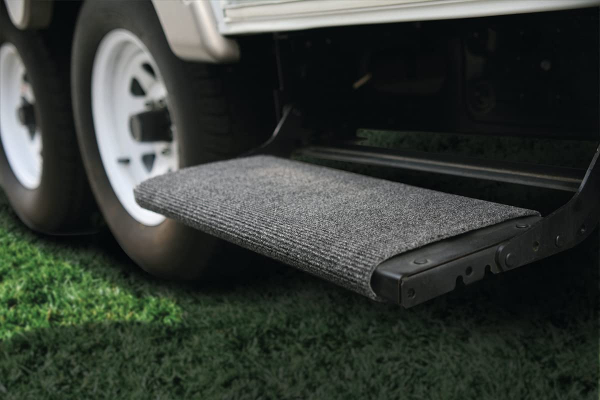 Camco Wrap Around Step Rug- Protects Your RV from Unwanted Tracked in Dirt, Works on Electrical and Manual RV Steps - Extra Large (Gray) (42935)