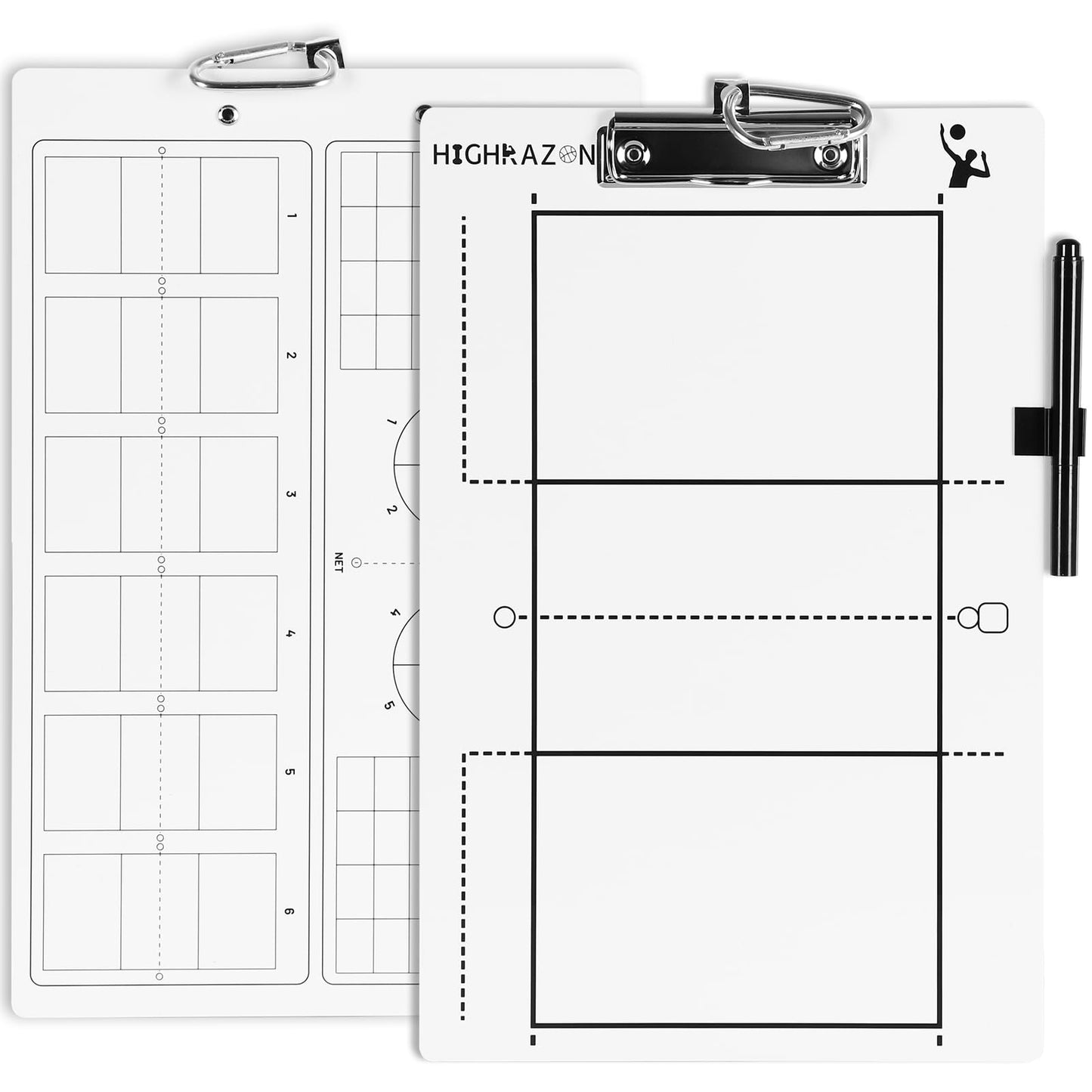 HIGHRAZON Volleyball Coaches Clipboard, White Double-Sided Dry Erase Coach Clipboard, Volleyball Whiteboard for Coaches, Lineup White Board with Marker for Coaches Gift
