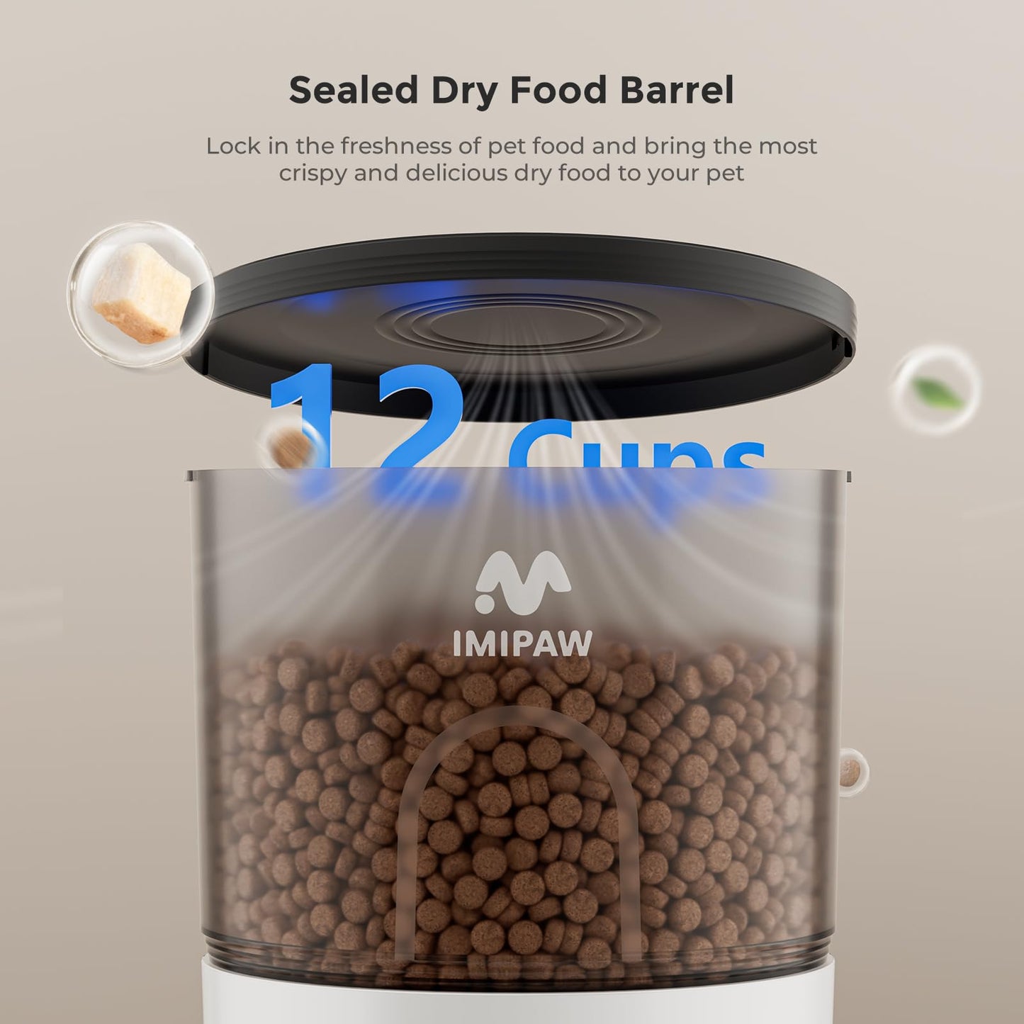 IMIPAW Automatic Cat Feeder - 3L Pet Dry Food Dispenser with Timed Programmable Portion Control, Dual Power Backup, Easy Set Up, 10 Meals Per Day for Cats and Puppies(Remote Not Supported)