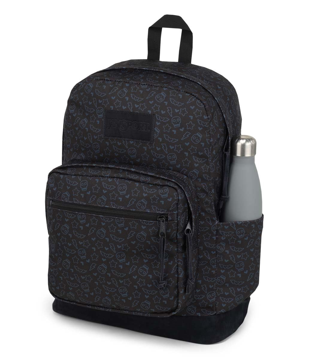 JanSport Right Pack Premium Backpack - Daypack with 15" Laptop Sleeve, Main Compartment & Water Bottle Pocket, Subtle Skull