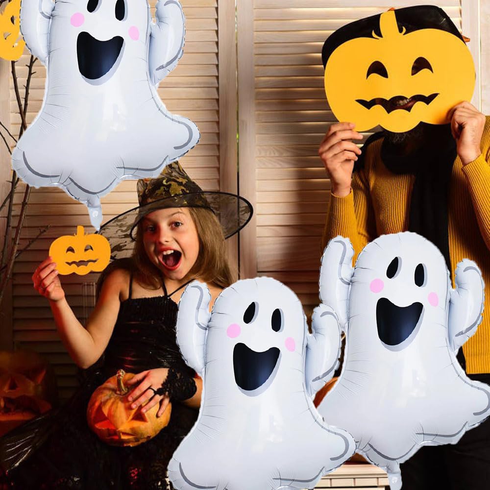 White Ghost Balloons Halloween Foil Balloons for Ghost Themed Party Decoration Supplies Halloween Birthday Decoration Decor Ballons Arch Kits Party Balloon Set 3pcs