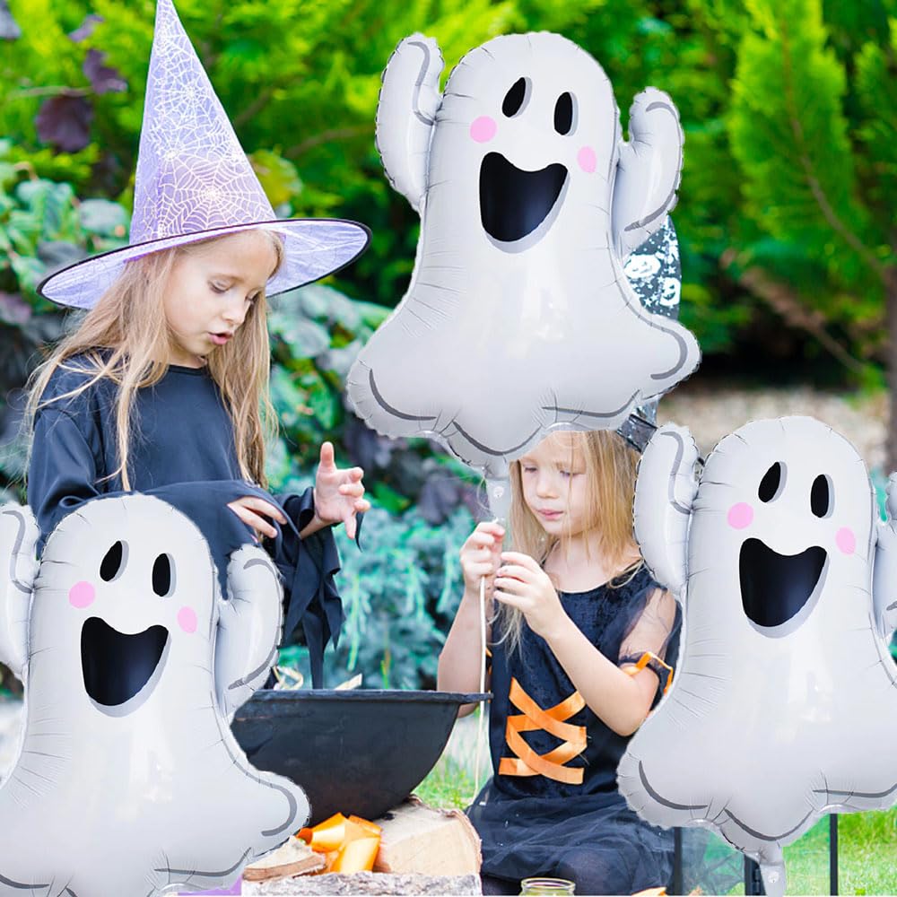 White Ghost Balloons Halloween Foil Balloons for Ghost Themed Party Decoration Supplies Halloween Birthday Decoration Decor Ballons Arch Kits Party Balloon Set 3pcs