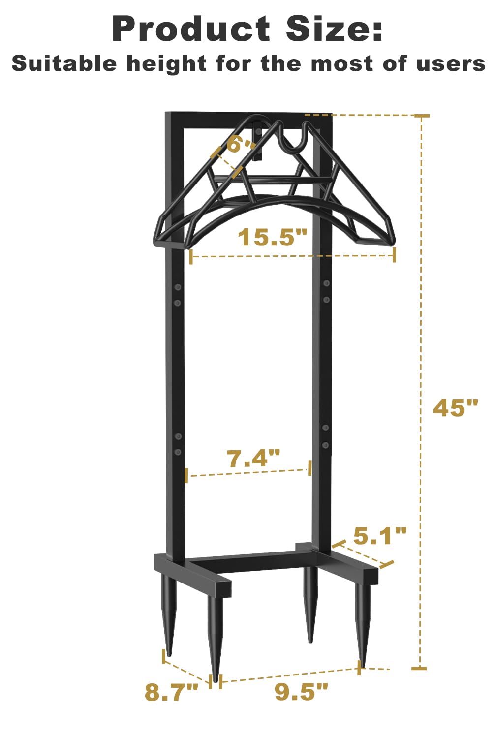 Artigarden Outdoor Garden Hose Holder Freestanding with 4 Spikes, Heavy Duty Metal Water Hose Reel Stand Hanger Rack Organizer Holds Storage 150ft Hose for Outside Yard Lawn, Black