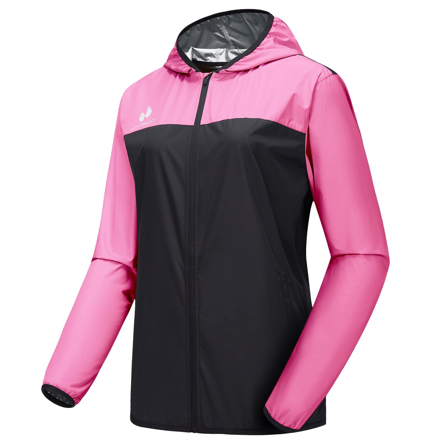 HOTSUIT Sauna Suit for Women Sweat Suits Gym Workout Exercise Sauna Jacket Zip, Pink, M