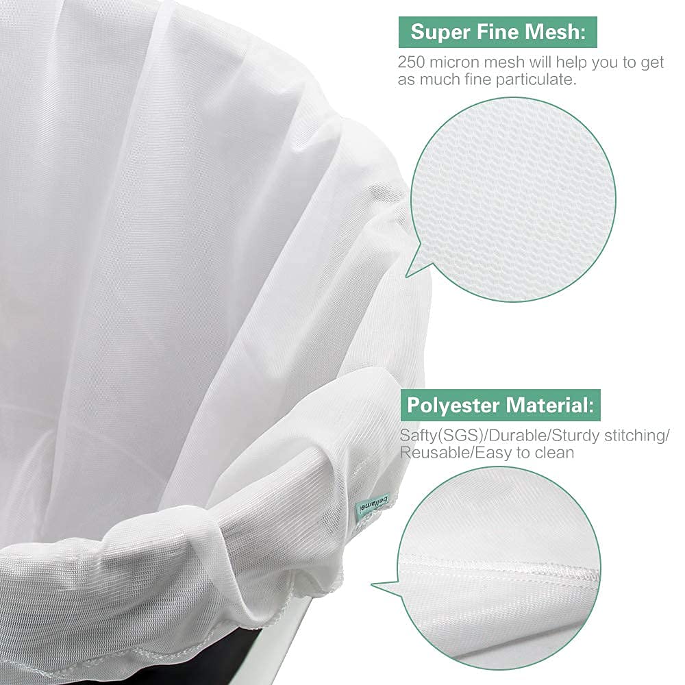 Bellamei Brew Bags Extra Large Reusable 2 Pack 250 Micron Fine Mesh Bag for Fruit Cider Apple Grape Wine Press Drawstring Straining Brew in a Bag (2 pack-22"×26")