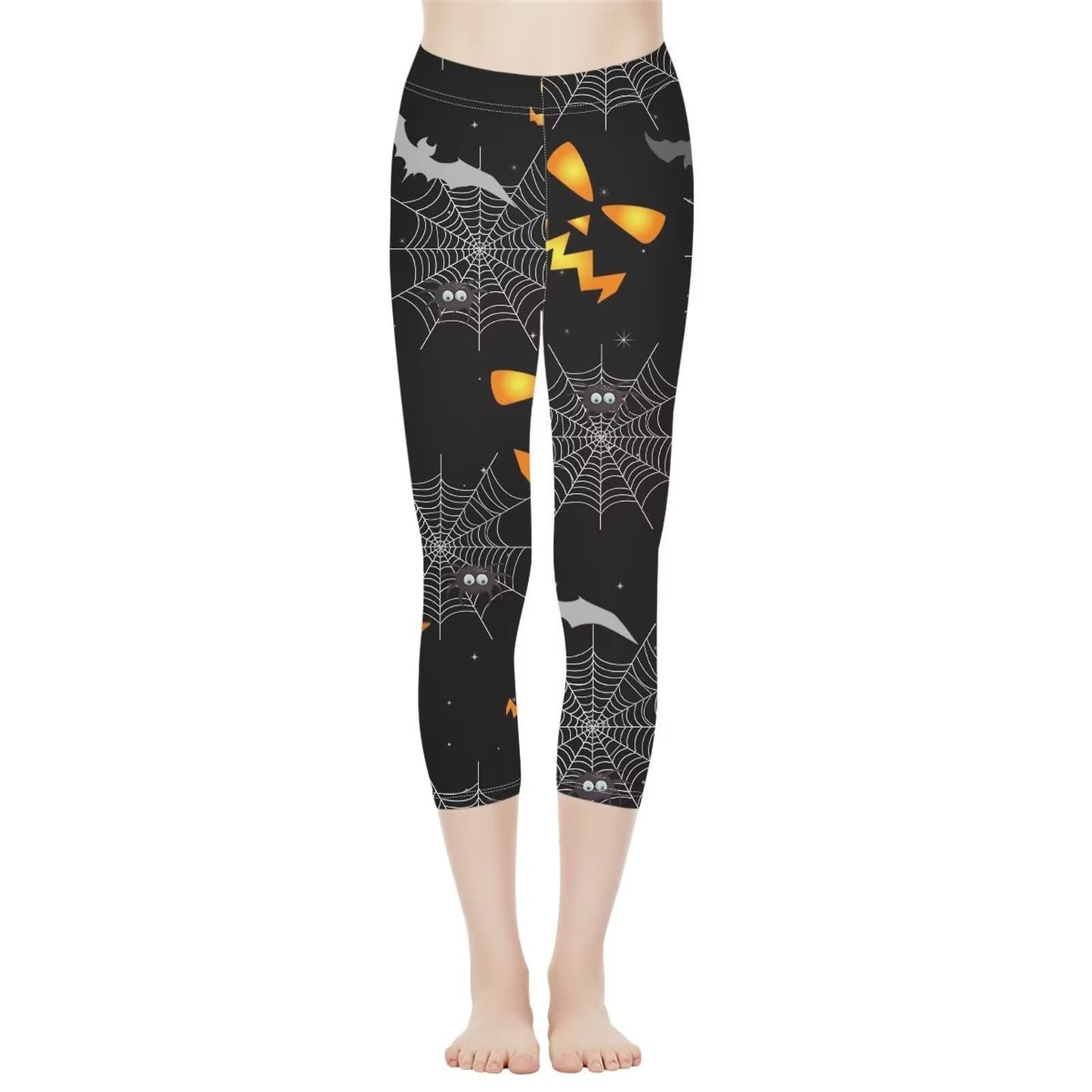 AFPANQZ Women's Leggings High Waisted Yoga Pants Casual Butt Lift Compression Leggings for Gym Yoga Sport Pants Seamless Halloween Cobweb Pumpkin Print Stretch Capri Yoga Pants