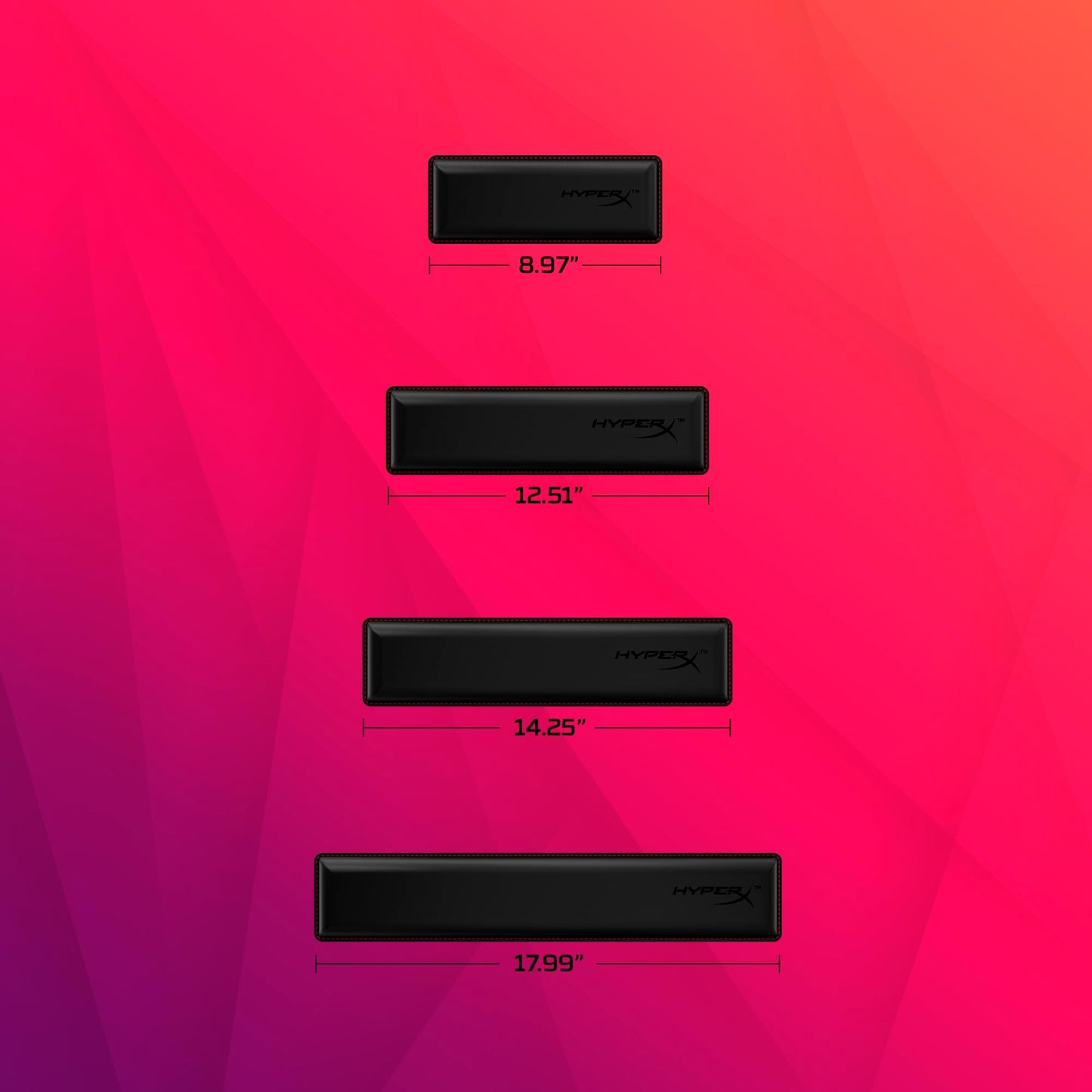 HyperX Wrist Rest - Full Sized - Cooling Gel - Memory Foam - Anti-Slip - Ergonomic - Keyboard Accessory, Black