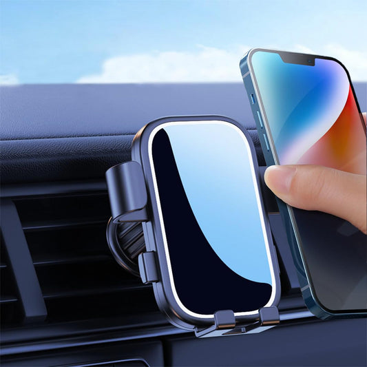 Car Cell Phone Holder with Metal Hook Clip, 360 Degree Rotating Air Vent Navigation Mount, Universal Base (Black and Silver)