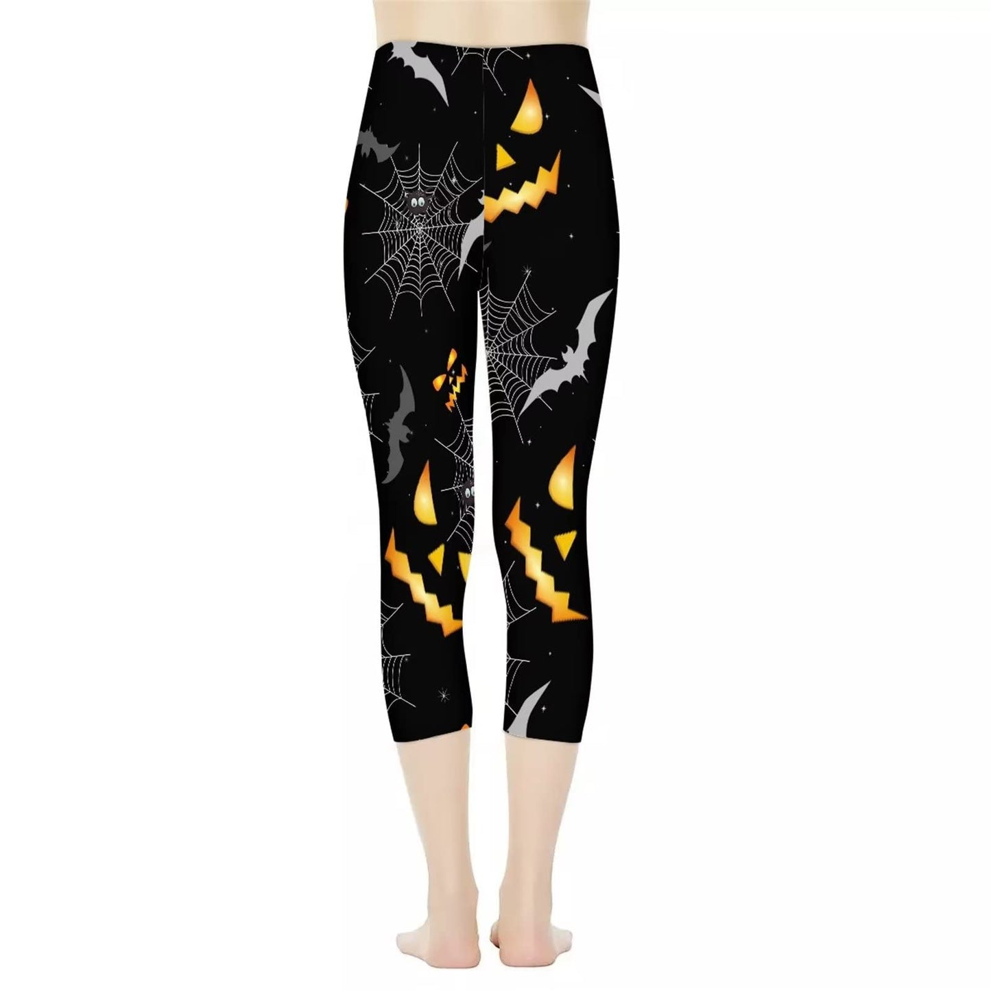 AFPANQZ Women's Leggings High Waisted Yoga Pants Casual Butt Lift Compression Leggings for Gym Yoga Sport Pants Seamless Halloween Cobweb Pumpkin Print Stretch Capri Yoga Pants