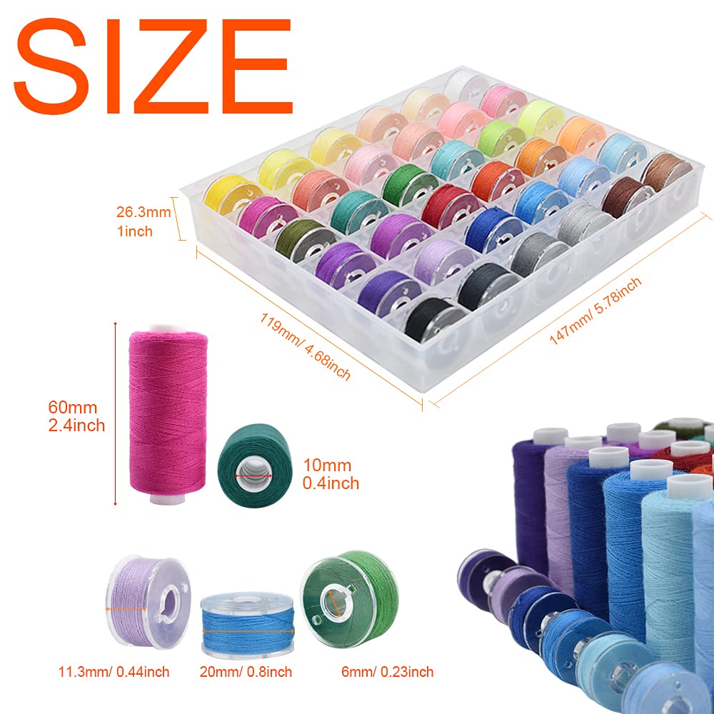 72Pcs 36 Colors Prewound Bobbins and Thread Spools for Hand & Machine Sewing, Emergency and Travel, DIY and Home, 36 Colors 400 Yards per Polyester Thread Spools