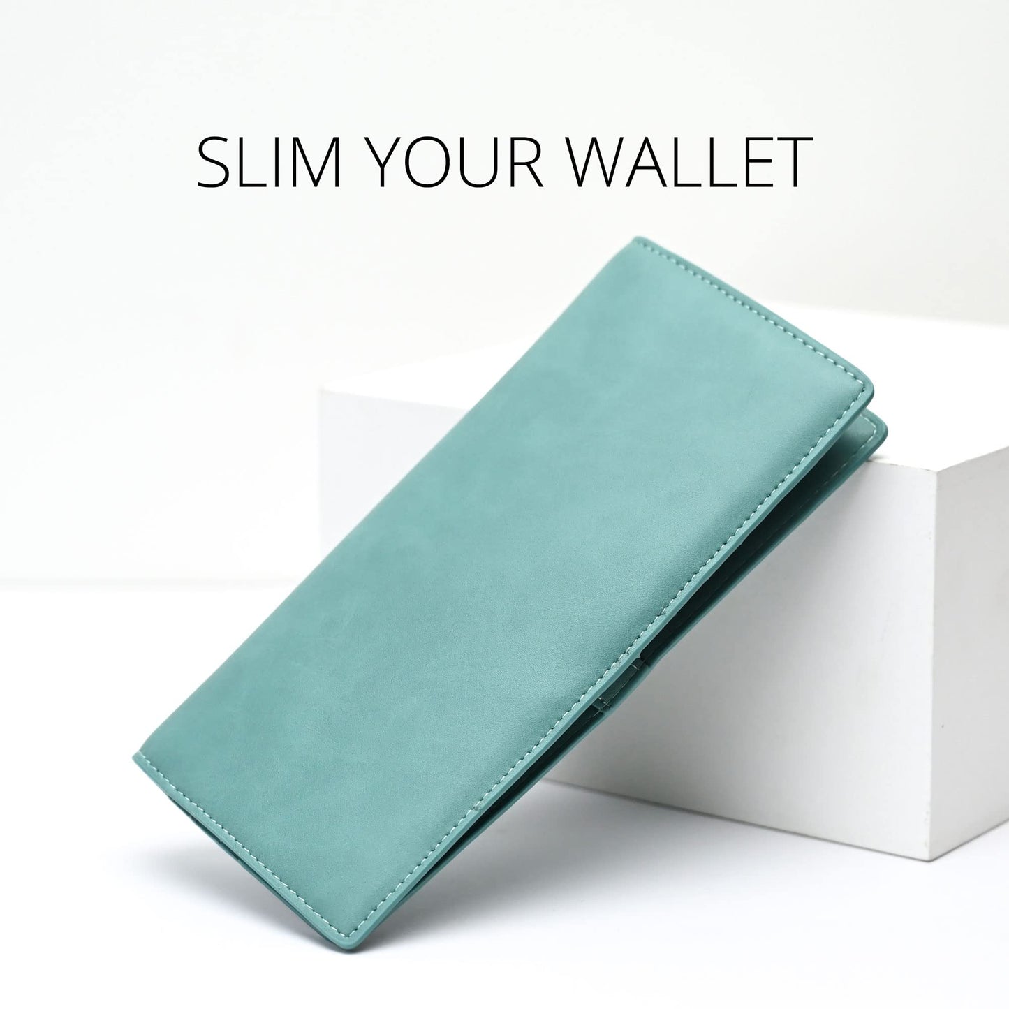 Alldaily Ultra Slim Thin Women Wallet RFID Blocking Credit Card Holder Bifold Long Ladies Billfold (Purist Blue)