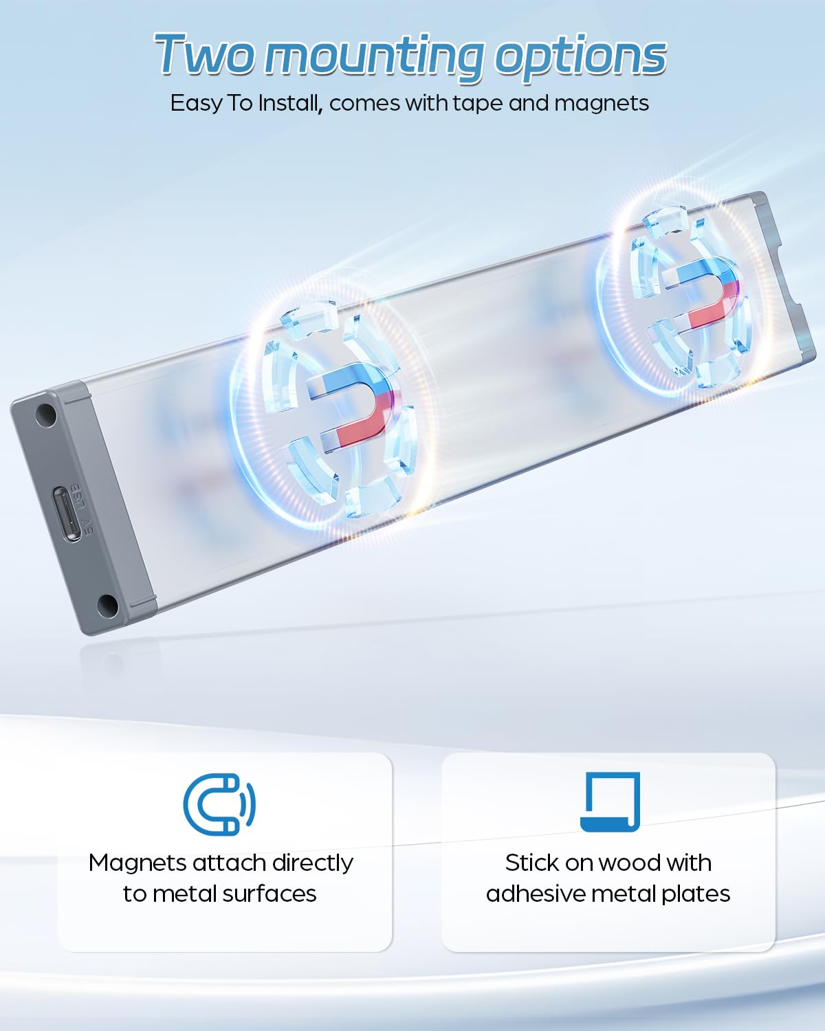 HIBOITEC Cabinet Lighting LED with Motion Sensor, Dimmable Under-Unit Light Kitchen 50 LED Cabinet Light, Cabinet Lighting Wireless USB Cabinet Light Battery for Wardrobe, White Light, 25.5 cm