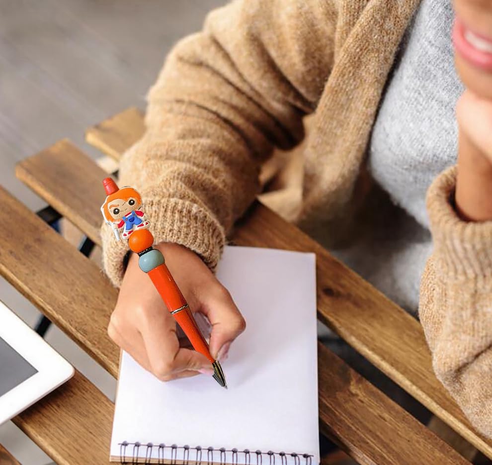 7PCS Horror Beadable Pens Horror Movie Pens Refillable Novelty Ballpoint Pen Set Halloween Spooky Pen Horror School Office Desk Accessories Gift for Adults