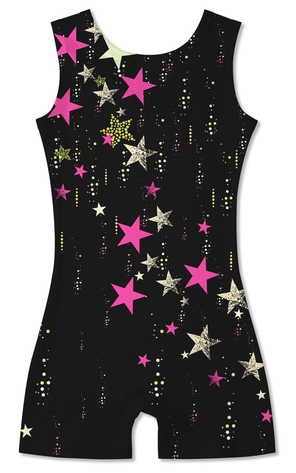 Idgreatim Girl's Starry Gymnastics Biketards Sparkly Star Biketards Leotards with Shorts Athletic Activewear Bodysuits for Ballet Dance 5-6 Years Old